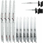 Déstockage 10-Piece Lames de Scie Sabre en acier à haute teneur en Carbone,4 x R1021L (240mm) + 6 x R644D (150mm), Pour Coupe du Bois, Pour Makita