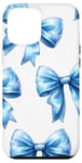 iPhone 14 Pro Max Aesthetic Blue Bows in a Watercolor Style Girl Case