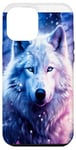 Coque pour iPhone 15 Plus Loup blanc dans l'art de style fantastique | Pour les amateurs de loup