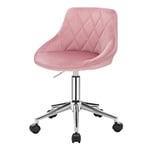 EUGAD 1 X Tabouret de Bureau Tabouret Roulant pivotant et réglable,Chaise de Bureau en Velours à roulettes,Rose 0033BGY