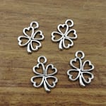 WANM 20Pcs Charms Lucky Irish Four Leaf Clover 17 * 13Mm Tibetan Silver Plated Pendants Antique Jewelry Making Diy Handmade Craft