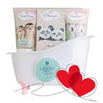 accentra - Ensemble de bain et douche I LOVE YOU au parfum de vanille coffret cadeau pour les femmes pour se détendre le jour de leur anniversaire, Noël, coffret bien-être 5 pièces et coffret de soins