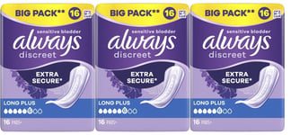 Always Discreet Sensitive Bladder Incontinence Pads Long Plus Pad Thin - 48 Pack