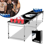 Table de ping pong Beer Pong Set de table avec 100 gobelets,réglable en hauteur Jeux de fête table de pong pliables avec 5 balles Hengmei