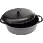 BROWIN® Marmite en fonte 330525 | Cocotte traditionnelle en fonte | Pot à pain robuste avec couvercle pour induction, four et cuisinière | Cocotte pour cuisiner, braiser, rôtir, frire | Noir 5,5 l