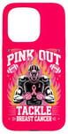 Coque pour iPhone 15 Pro Pink Out Tackle Ruban de sensibilisation au cancer du sein