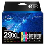 Uniwork Compatible Ink Cartridge Replacement for Epson 29 29XL for XP235 XP245 XP247 XP255 XP257 XP332 XP335 XP342 XP352 XP355 XP432 XP435 XP442 XP445 XP452 XP455(Black Cyan Magenta Yellow, 6-Pack)