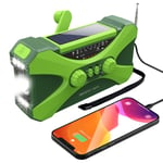 10000mAh solardriven nödradio med vev, med handvevsströmgenerering, ficklampa, USB-multifunktionsradio, grön green