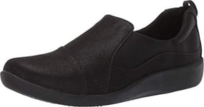 Clarks Women's Sillian Paz Slip-On Loafer, Black Synthetic Nubuck, 4 UK