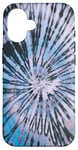 iPhone 16 Cool Spiral Tie-dye Pattern Boho Blue Gray Swirl Tie Dye Case