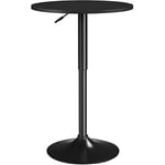 Yaheetech Table de Bar Ronde Table Haute Cuisine Mange-Debout avec Plateau en Bois MDF Réglable en Hauteur Pivotante à 360° Table Ronde pour Bistro Salon Salle à Manger Terrasse Café Noir Pur