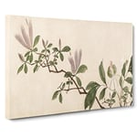 Flowers Of The Four Seasons Vol.2 By Shen Zhou Asian Japanese Canvas Wall Art Print Ready to Hang, Framed Picture for Living Room Bedroom Home Office Décor, 30x20 Inch (76x50 cm)