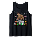 Merry Christmas Lights Tortoise Reindeer Hat Xmas PJs Tank Top