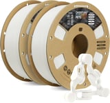 Lot de 2 filaments PETG de 1,75 mm, pour imprimante 3D, bobine de 1 kg, précision dimensionnelle +/- 0,03 mm, blanc