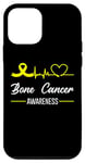 Coque pour iPhone 12 mini Ruban jaune pour sensibilisation au cancer des os HeartBeat Love In July