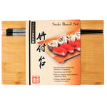 lachineuse - Planche à Sushi en Bambou - Plateau pour Présentation & Service des Sushi - 24 x 15 x 3,5 cm - Avec Baguettes - Vaisselle en Bois pour Sushi - Style Japonais - Idée Cadeau Asie Japon