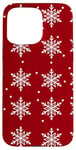 Coque pour iPhone 15 Pro Max Cute White Snowflake Pattern For Women Red Christmas