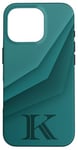 Coque pour iPhone 16 Pro Lettre géométrique monogramme vert sarcelle monogrammé initiale K