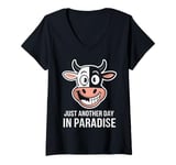 Womens Cow Farmer Just Another Day In Paradise Funny Cow Farmer V-Neck T-Shirt