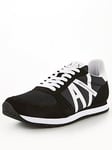 Armani Exchange Classic Runner Trainers - Black/White, Black, Size 10, Men