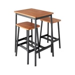 Set complet table de bar extérieur + 2 tabouret bois d'eucalyptus  couleur anthracite anticorrosion IPIRA