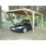 Carport toit plat - Bois traité autoclave - Toit plat - 15,36 m² - TILARAN  