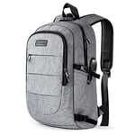 Tzowla Sac a Dos Ordi Portable College Homme,Sac à Dos Ordinateur Voyage Impermeable Antivol avec Port de USB et Serrure,Sac a Dos d Affaire Ecole PC pour Notebook de 17/17,3 Pouces-Gris