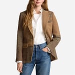 Patchwork Herringbone Tweed Blazer - Olive/Brown Multi