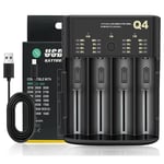 USB LCD Smart Battery Charger 4 Slots For AA AAA AAAA 1.2V Ni-MH Lithium Battery