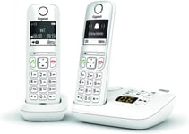 As690A Duo - Téléphone Fixe Sans Fil Avec Répondeur, 2 Combinés Avec Grand Écran Rétroéclairé Pour Un Affichage Ultra Lisible, Fonction Blocage D'Appels - Blanc [Version França ]