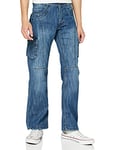 Enzo Men's KZ103 Straight Jeans, Blue (Mid Stonewash Blue), W48/L32