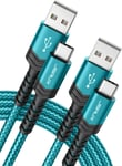 Câble Usb C Charge Rapide(1+2m Lot De 2)3,1a Chargeur Usb C Cable Compatible Avec Iphone 16 15 Pro Max Plus,Samsung Galaxy A14 A15 A25 A35 A53 A55 S24 S23 S22 S21,Carplay,Manette Ps5 -Vert