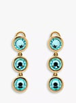 Emma Holland Aqua Crystal Drop Clip-On Earrings, Gold