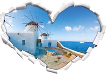 KAIASH 3d Wall Sticker Small windmills in the Mediterranean heart shape in 3D look wall or door sticker wall sticker wall sticker wall decoration 62x43cm