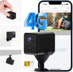 4G LTE Camera de Surveillance sans Internet, Mini Camera Carte SIM 4G, 5200mAh Batterie, 1080P HD Portable, Angle Vision 160°, Détection Mouvement Alerte, Vision Nocturne, Support SD/Cloud