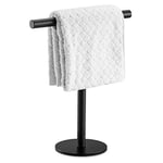 1 Porte-Serviettes de Bain sur Pied, en Acier Inoxydable SUS304 Noir Mat en Forme de T, Barre Tour pour Salle de Bain, Cuisine, Coiffeuse, comptoir