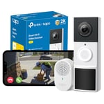 Tapo TD21 Battery Video Doorbell Wireless(2024 Release)2K 3MP Ultra-Clear Doorbell Camera, Ring Chime Included, Color Night, TP-Link Free AI Detection,IP65,Ultra-Wide, 6-Month Battery,No Monthly Fee