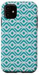 iPhone 11 Turquoise Blue Aqua Round Smooth Wavy Rhombuses Pattern Case