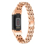 Dual Rhinestone Armband Fitbit Charge 5 Roséguld