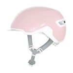 ABUS Urban Helm HUD-Y - avec feu arrière LED magnétique Rechargeable & Fermeture à clic - Casque de vélo Cool pour Tous Les Jours - pour Femmes et Hommes - Pure Rose, Taille M