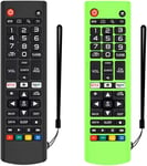 Lot De 2 etui De Protection En Silicone Pour Telecommande Lg Akb75095307/Akb75375604/Akb74915305,Antichoc Anti-Perte Boîtier De Protection Pour Telecommande Lg Smart Tv(Leuchten Grün+Schwarz)