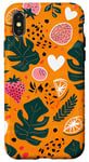 Coque pour iPhone X/XS Orange Minimalist Tropical McBling Esthétique Cœur Étoile