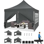 TOOLUCK Barnum Pliant 3x3m Tonnelle Pliante 3x3 Tonnelle de Jardin Exterieur Imperméable Professionnel Tente de Reception avec 4 Parois Latérales Tonnelle Tente UV 50+, Gris