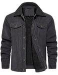 Voqeen Veste Homme Blouson Homme Hiver Doublée en Polaire Manteau Cargo Militaire à Col Rabattu blouson de Camionneur Chaude et Décontractée pour L'extérieur