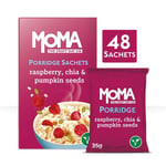 MOMA Porridge Sachets RASPBERRY, CHIA & PUMPKIN SEEDS - Box of 48 x 35g - Breakfast Jumbo Oat with Natural Flavouring - High in Fibre, Source of Protein, & Rich in Vitamin B6 - Made in UK