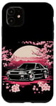 Coque pour iPhone 11 Retro JDM Voiture de course japonaise Drift Tuning Car Sakura Blossom