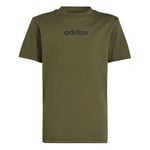 adidas Unisex Kids Essentials Linear Logo T-Shirt, Olive strata/Black, 15-16 Years