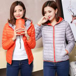 WEIYYY Femmes Vestes Ultra Light Down Jacket Femmes 2020 Nouveau Automne Hiver Manteau Vestes pour Femmes Two Side Veste Femme, Orange, Gris À Capuche, M