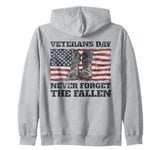 Veterans Day Never Forget the Fallen USA Flag Soldiers Boots Zip Hoodie