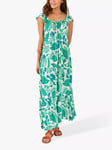 Accessorize Fan Botanicals Beaded Neck Maxi Dress, Teal